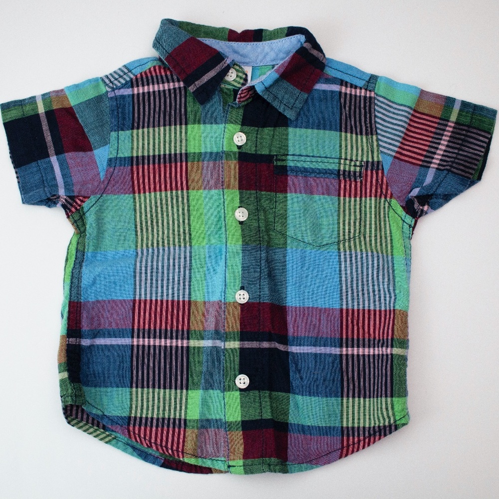 GYMBOREE Multicolor Plaid Linen Shirt 12-18 Months - Perfect for Easter!